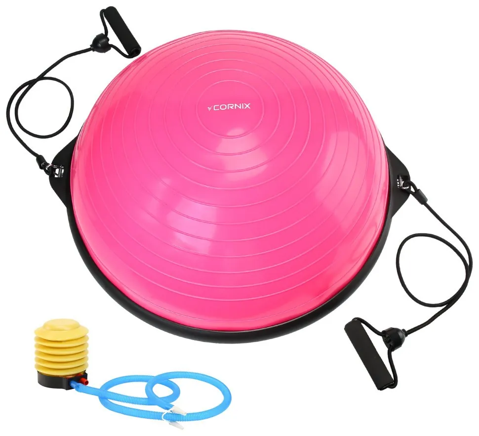 Балансувальна платформа (півсфера) Cornix Bosu Ball 58 см з еспандерами XR-0456 Pink (LFXR-0456)