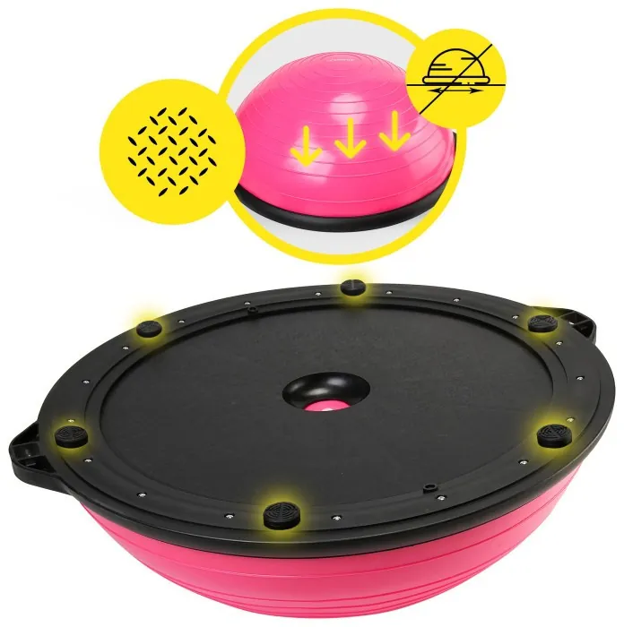 Балансировочная платформа (полусфера) Cornix Bosu Ball 58 см с эспандерами XR-0456 Pink