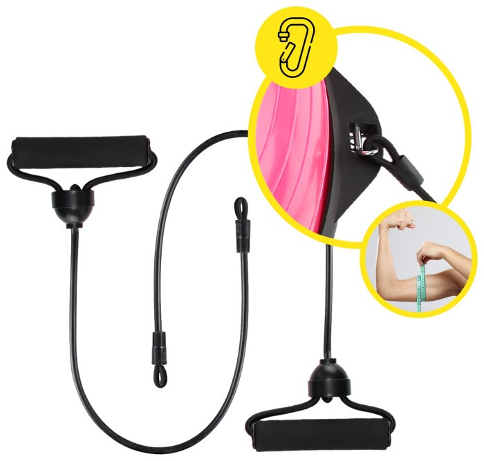 Балансировочная платформа (полусфера) Cornix Bosu Ball 58 см с эспандерами XR-0456 Pink