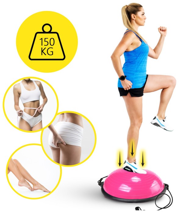 Балансировочная платформа (полусфера) Cornix Bosu Ball 58 см с эспандерами XR-0456 Pink
