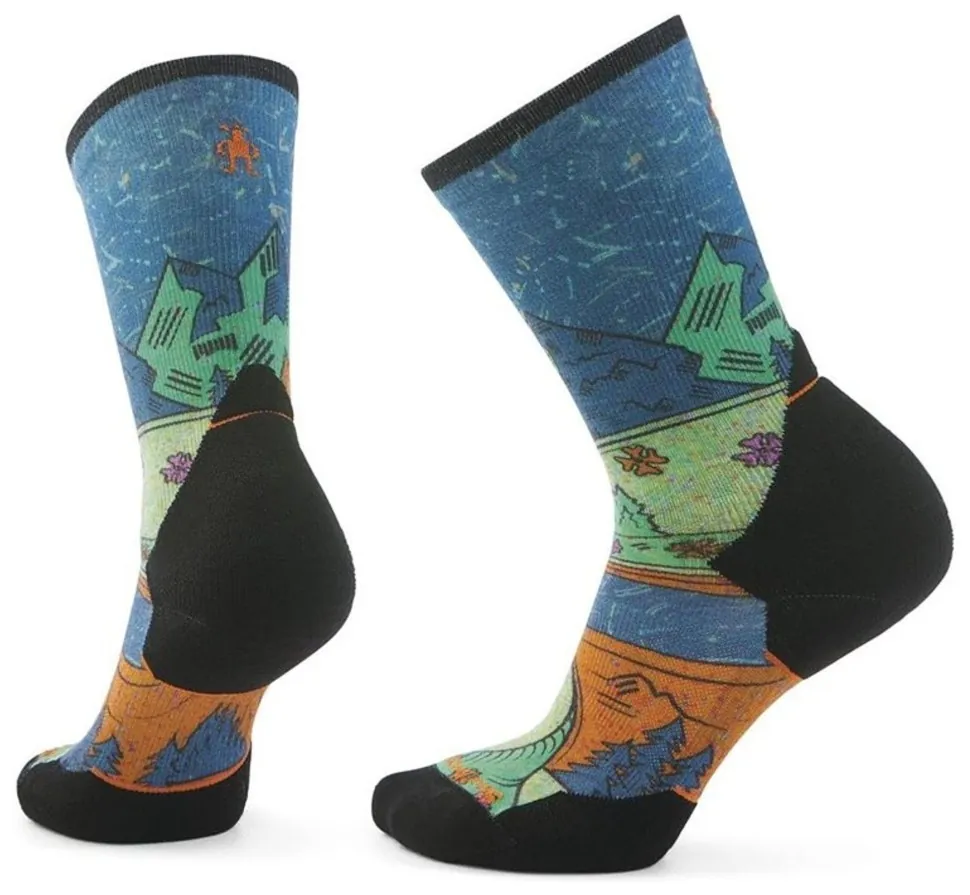 Шкарпетки жіночі Smartwool Women's Trail Run Targeted Cushion Mountain Print Crew, Twilight Blue, M (SHM_SW SW002698.G74-M)