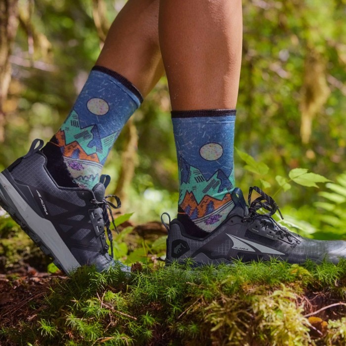 Шкарпетки жіночі Smartwool Women's Trail Run Targeted Cushion Mountain Print Crew, Twilight Blue, M