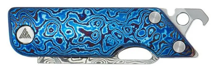 Ніж складаний кишеньковий SRM 6435, (4.1 см) Damascus / Titanium блакитний