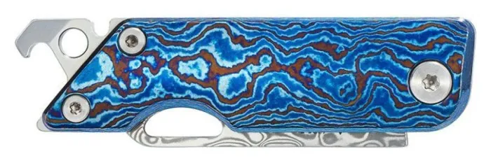 Ніж складаний кишеньковий SRM 6435, (4.1 см) Damascus / Titanium блакитний