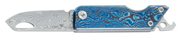 Ніж складаний кишеньковий SRM 6435, (4.1 см) Damascus / Titanium блакитний