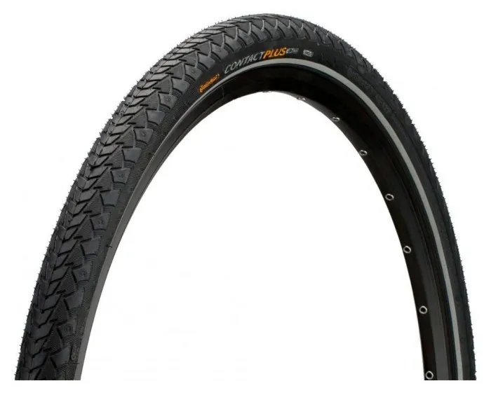 Покришка Continental CONTACT Plus, 28", 700 x 32C, 28 x 1 1/4 x 1 3/4, 32-622, Чорна, не складна, світловідбиваюча, SafetyPlus Breaker, 750гр.