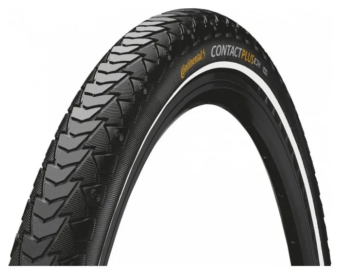 Покришка Continental CONTACT Plus, 28", 700 x 32C, 28 x 1 1/4 x 1 3/4, 32-622, Чорна, не складна, світловідбиваюча, SafetyPlus Breaker, 750гр.