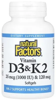 Vitamin D3 &amp; K2 25 mcg (1000 IU) &amp; 120 mcg - 120 softgels