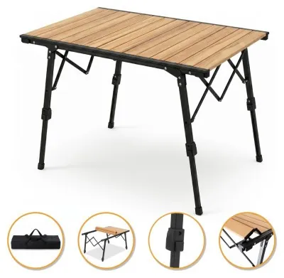 Розкладний туристичний стіл LEOBRO Pro Camp Wood Alu (LB-1063)
