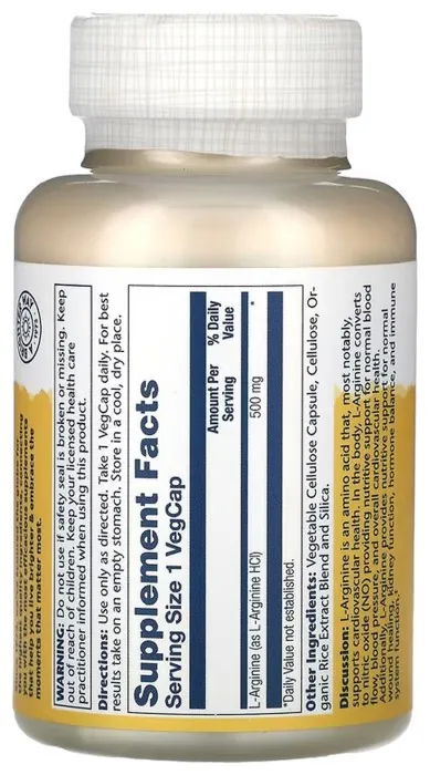L-Arginine Free Form 500mg - 100 vcaps