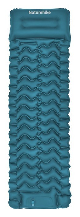 Матрац туристичний надувний одномісний  Naturehike CNK2550WS019, 200х60х6.5 см, синій із вбудованою помпою для надування, укр, укр