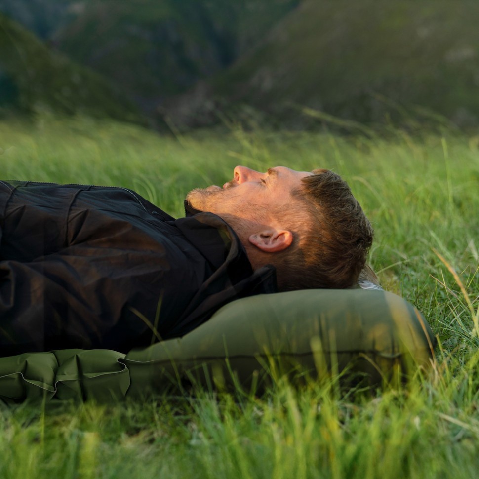 Матрац туристичний надувний одномісний  Naturehike CNK2550WS019, 200х60х6.5 см, синій із вбудованою помпою для надування, укр, укр