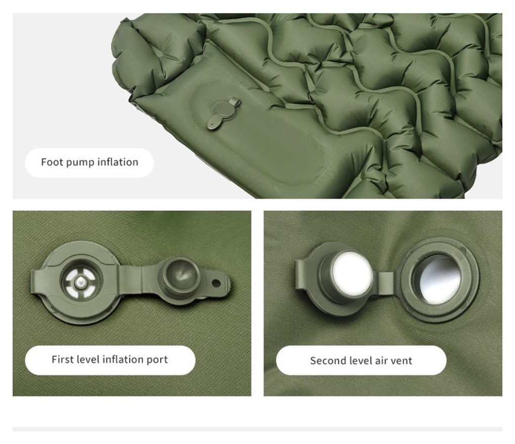 Матрац туристичний надувний одномісний  Naturehike CNK2550WS019, 200х60х6.5 см, синій із вбудованою помпою для надування, укр, укр