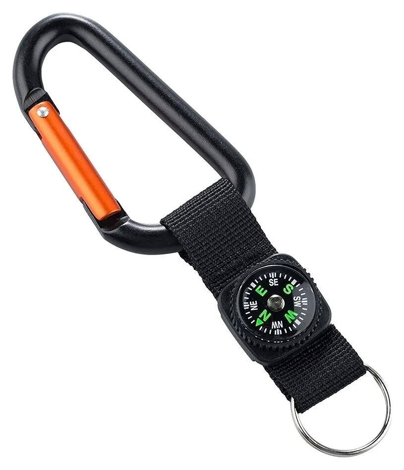 Munkees 3228 карабін 8 мм з strap, compass, keyring black (3228-BK)