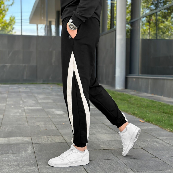 Мужские черные джогеры с карманами Pobedov Shade двухцветные