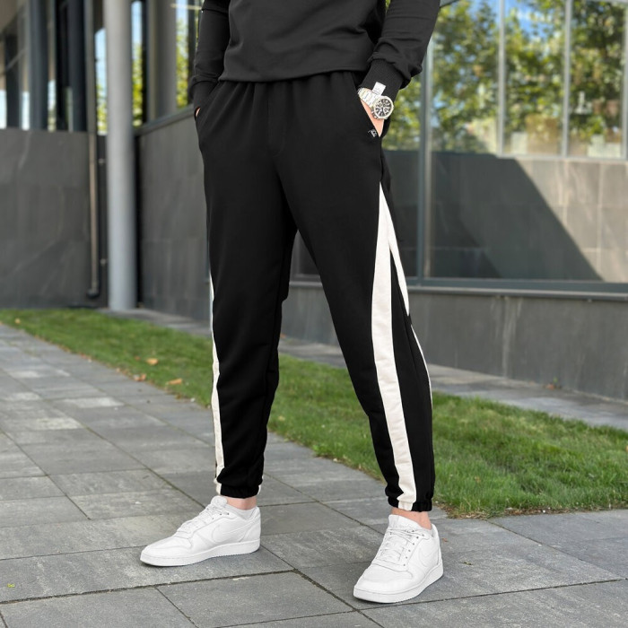 Мужские черные джогеры с карманами Pobedov Shade двухцветные
