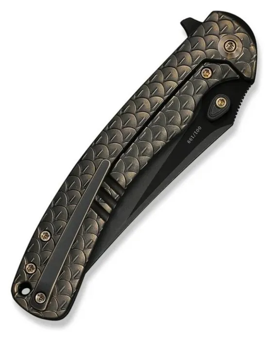 Нож складной туристический Weknife Dracarys, (9.1 см) Böhler M390 / титан 6AL4V бронзовый/черный
