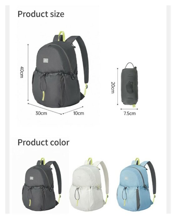 Рюкзак компактний Naturehike CNK2450XB026, 20 л, блакитний, укр, укр