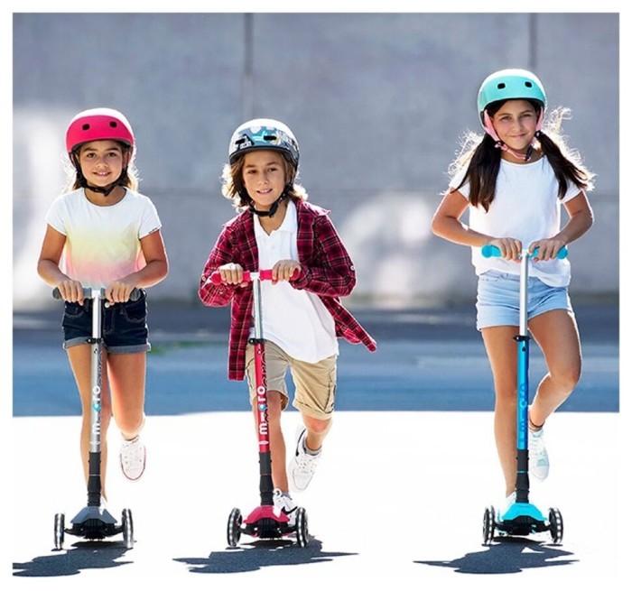 Самокат MICRO серії "Maxi Deluxe LED" - рожевий (складний, до 50 kg, 3-х колісний, світло), укр, укр