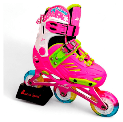 Детские раздвижные роликовые коньки BAVAR SPORT со светящимися колесами (размер 28–31) (розовый)
