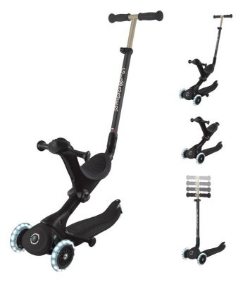 Самокат GLOBBER серії GO UP DELUXE LIGHTS 5в1 чорний, колеса з підсвіткою 20/50кг