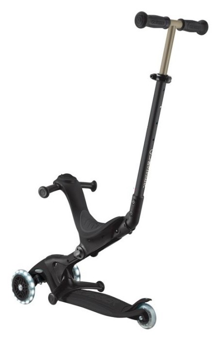 Самокат GLOBBER серії GO UP DELUXE LIGHTS 5в1 чорний, колеса з підсвіткою 20/50кг