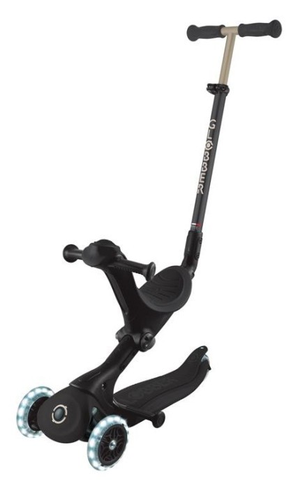 Самокат GLOBBER серії GO UP DELUXE LIGHTS 5в1 чорний, колеса з підсвіткою 20/50кг, укр, укр