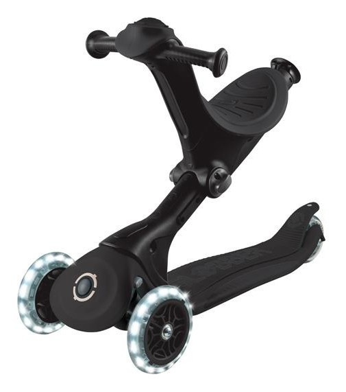 Самокат GLOBBER серії GO UP DELUXE LIGHTS 5в1 чорний, колеса з підсвіткою 20/50кг, укр, укр