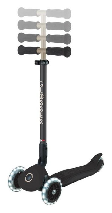 Самокат GLOBBER серії GO UP DELUXE LIGHTS 5в1 чорний, колеса з підсвіткою 20/50кг, укр, укр