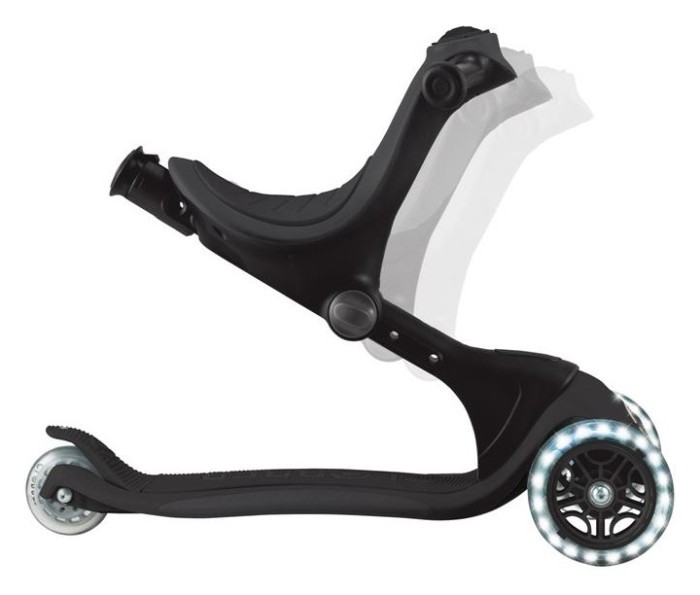 Самокат GLOBBER серії GO UP DELUXE LIGHTS 5в1 чорний, колеса з підсвіткою 20/50кг, укр, укр