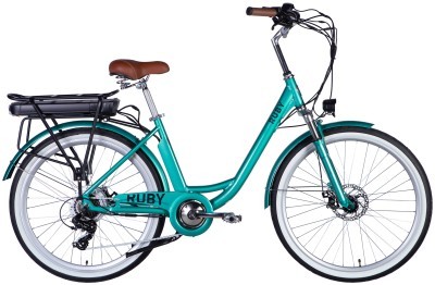 Велосипед с электроприводом 26" AL Dorozhnik eRUBY DD FR рама-17" 36B 12.5А*ч 500Вт бирюзовый YS 2260 2025