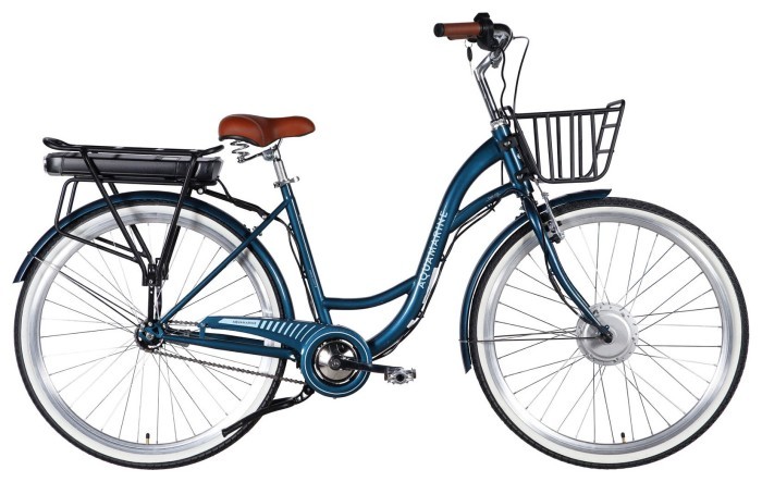 Велосипед с электроприводом 28" ST Dorozhnik eAQUAMARINE BH рама-19" 36B 13А*г 500Вт темно-синий с корзиной 2026