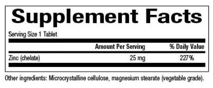 Zinc Chelate 25mg - 90 tabs
