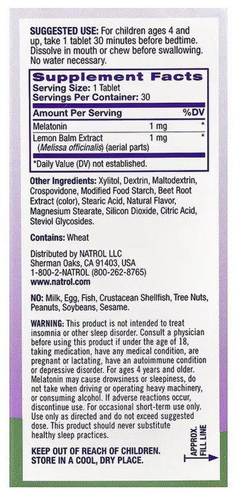 Kids Melatonin 1mg - 30 tabs