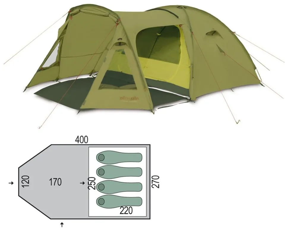 Намет Pinguin Campus 4 Duralu, Green, 4-місний (SHM_PNG 145.4)