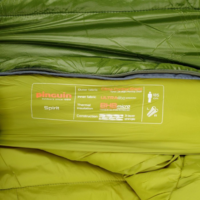 Спальный мешок Pinguin Spirit (-5/-12°C), 185 см - Right Zip, Green (PNG 232240) 2020