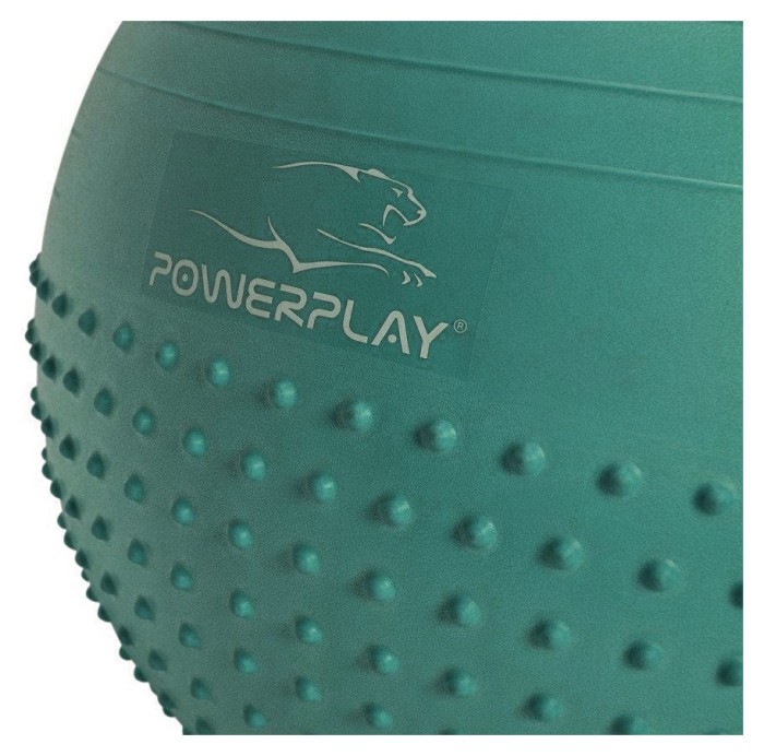 М'яч для фітнесу (фітбол) напівмассажний PowerPlay 4003 Ø65 cm Gymball Зелений + помпа