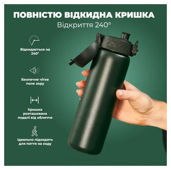 Бульба для води металева вакуумна ION8 500 мл. Vacuum Insulated, Dark Green