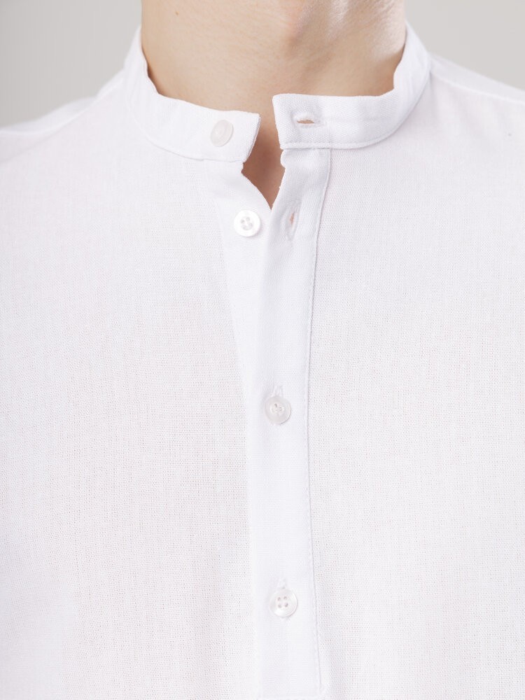 Льняная рубашка с длинным рукавом casual Pobedov Exlnt. Белая рубашка мужская