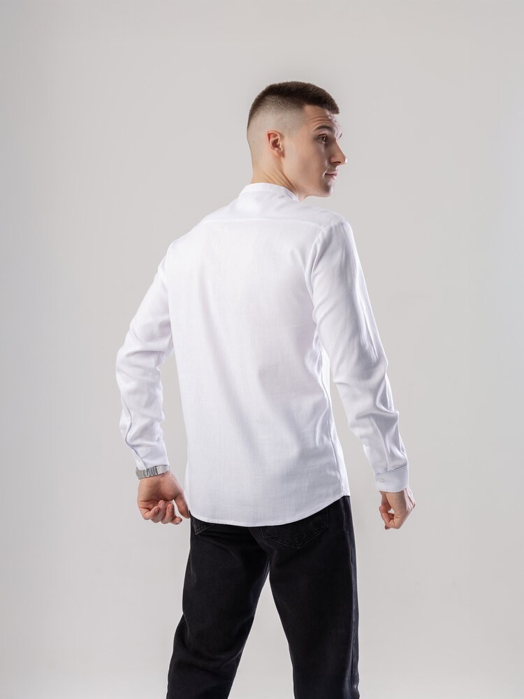 Льняная рубашка с длинным рукавом casual Pobedov Exlnt. Белая рубашка мужская