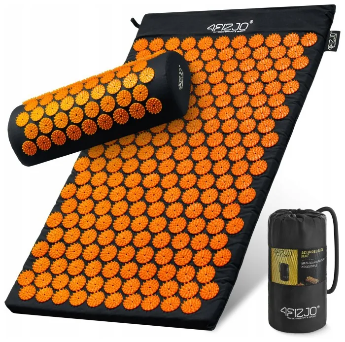 Килимок акупунктурний з валиком 4FIZJO Classic Mat Аплікатор Кузнєцова Black/Orange (P-5907222931752)