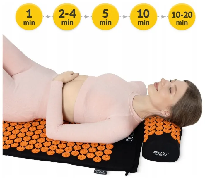 Килимок акупунктурний з валиком 4FIZJO Classic Mat Аплікатор Кузнєцова Black/Orange (P-5907222931752)