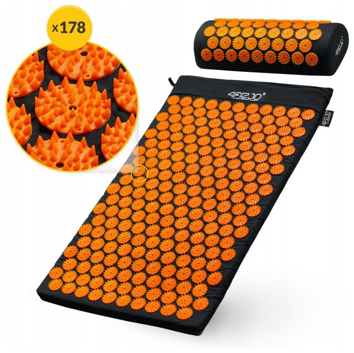 Килимок акупунктурний з валиком 4FIZJO Classic Mat Аплікатор Кузнєцова Black/Orange (P-5907222931752)