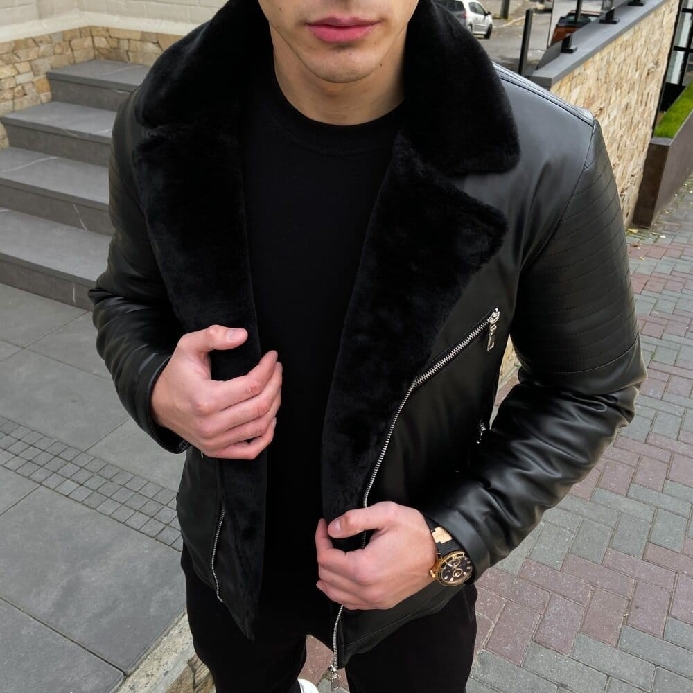 чоловіча зимова Куртка без капюшону Pobedov Winter Jacket V6 Black, укр, укр