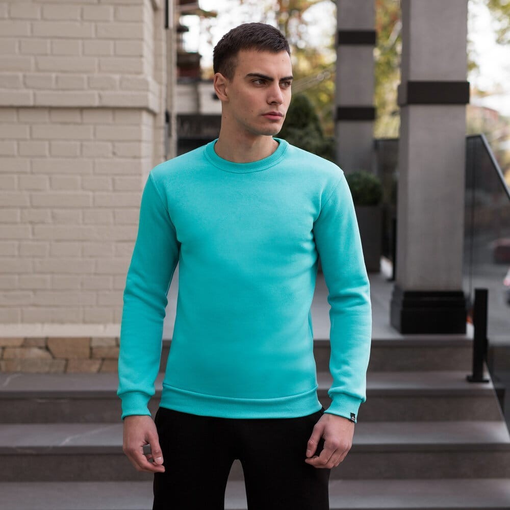 Свитшот мужской однотонный ментоловый Pobedov 007 ЗИМА