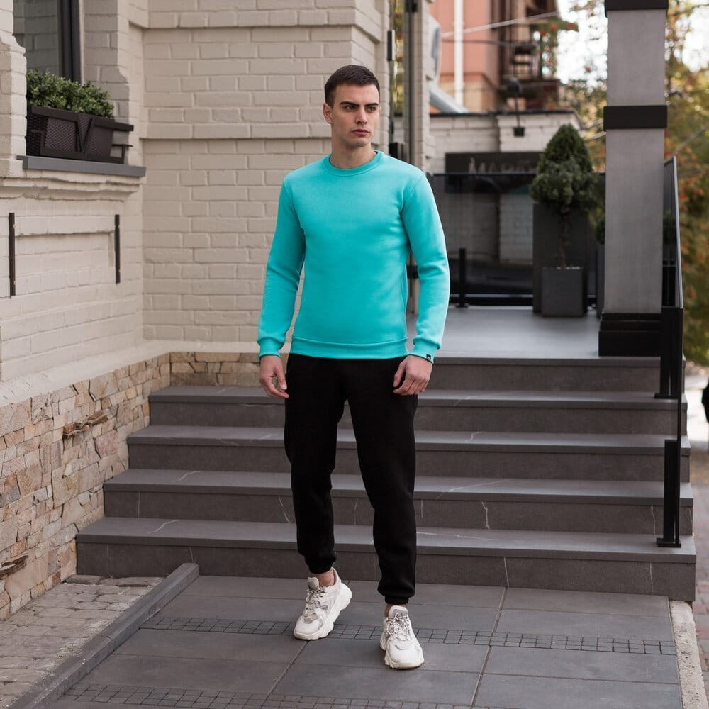 Світшот чоловічий однотонний ментоловий Pobedov 007 ЗИМА, укр, укр