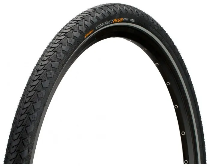 Покришка Continental Contact Plus, 28" | 700 x 47c (45C) | 28 x 1.75, Чорна, не складна, світловідбиваюча