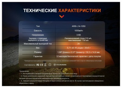 Акумулятор Fenix ARB-L14-1050