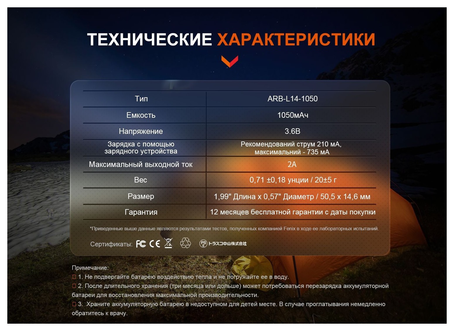 Аккумулятор Fenix ARB-L14-1050