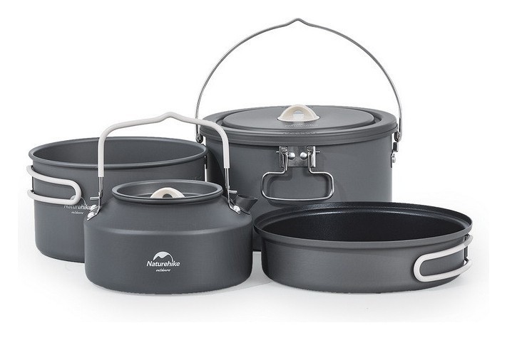 Набор посуды (кастрюля, котелок, сковорода, чайник) Naturehike CNH22CJ002, алюминий